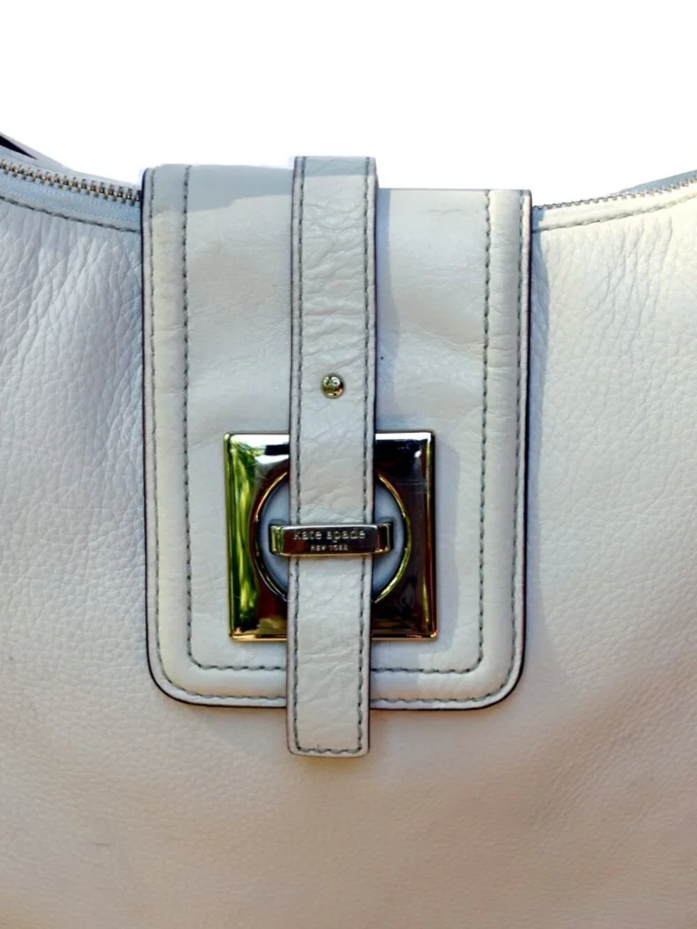 Kate Spade Gold Coast Stevie Hobo Ivory Cream Pebbled Leather Shoulder Bag